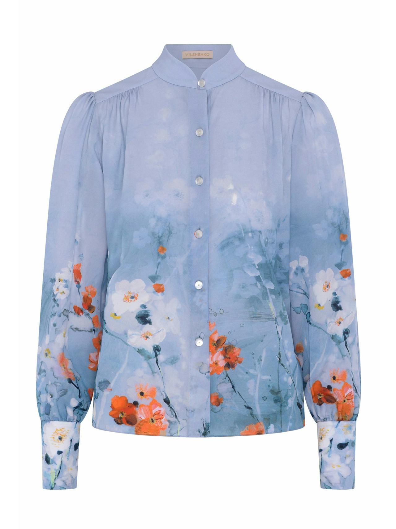 Blue garden Liza silk blouse