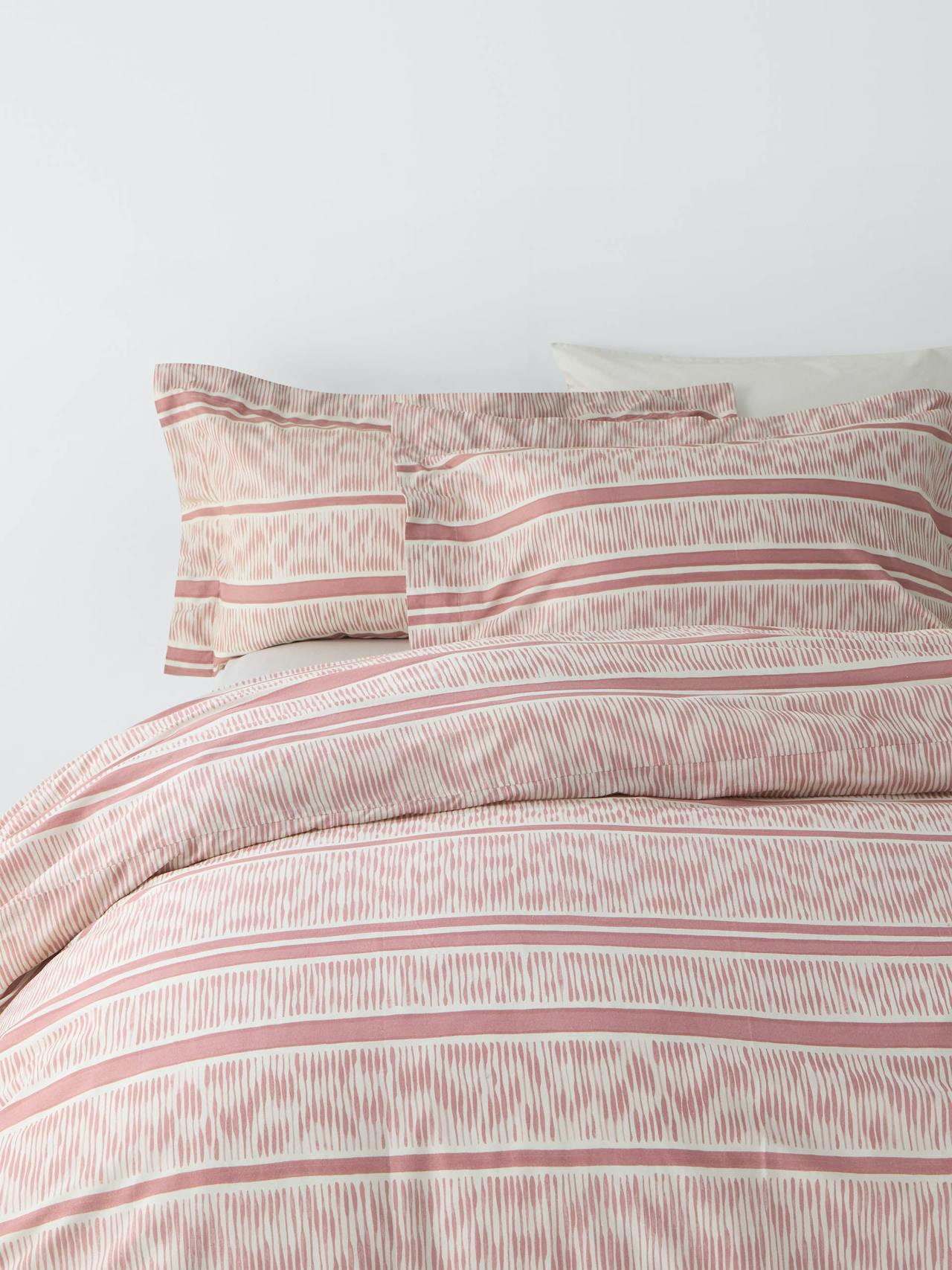 Ikat stripe double duvet cover set, rosa