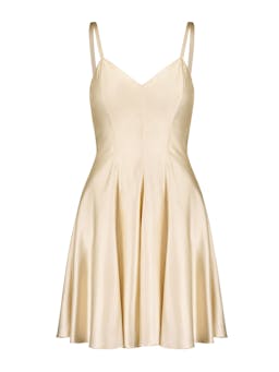 Champagne satin mini swing dress Clothing Marina Moscone    - Collagerie