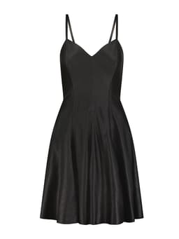 Black satin mini swing dress Clothing Marina Moscone    - Collagerie