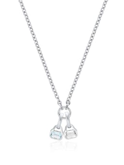 Blue Topaz charm on carrier chain Pendant V by Laura Vann    - Collagerie