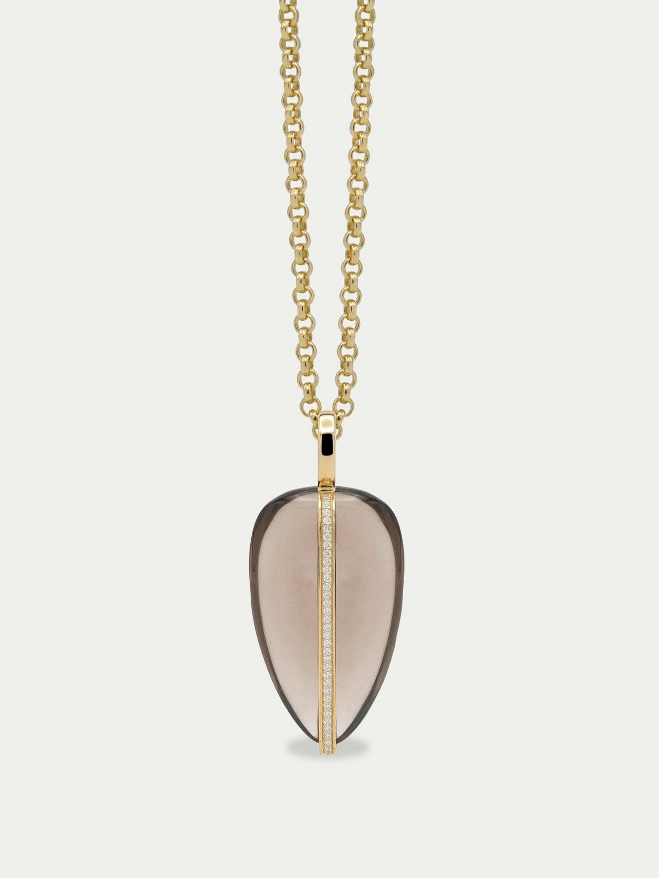 Large smokey quartz diamond pebble pendant | 14K Jewellery & Watches By Pariah    - Collagerie