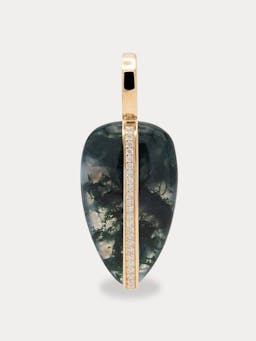 Moss Agate small diamond pebble pendant | 14K Jewellery & Watches By Pariah    - Collagerie