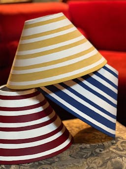 India Yellow Ticking Stripes coolie lampshade Interiors Alvaro Picardo    - Collagerie