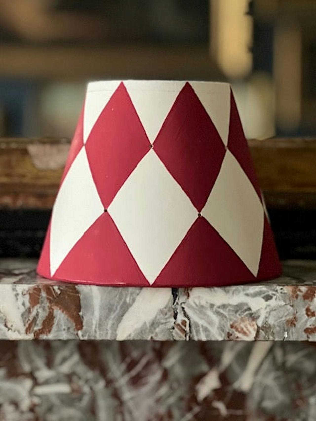 Rouge Carmin Diamonds and Holes clip-on lampshade Interiors Alvaro Picardo    - Collagerie