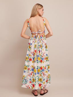 Colomba backless maxi dress in Flora Scarf Turtledove Dresses Cara Cara    - Collagerie