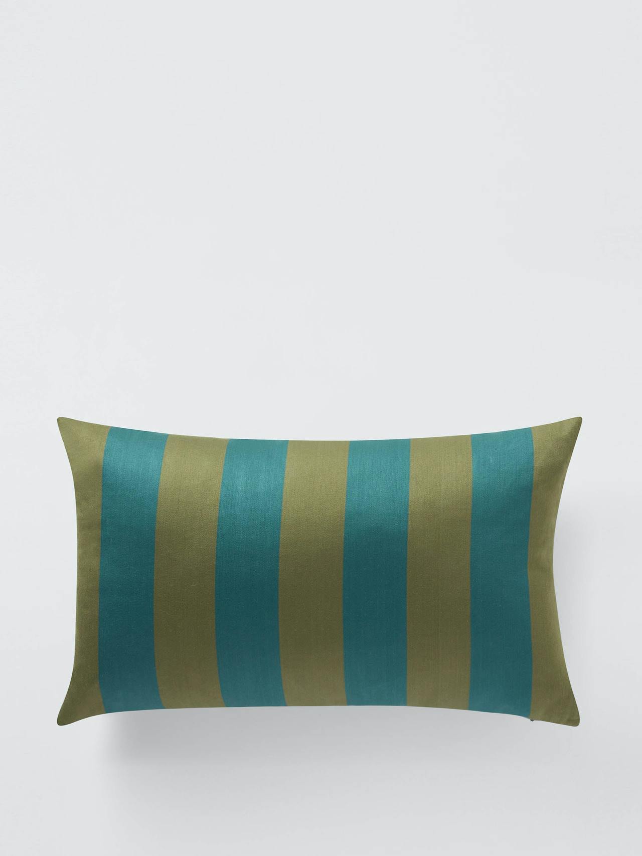 Satin stripe cushion, olive