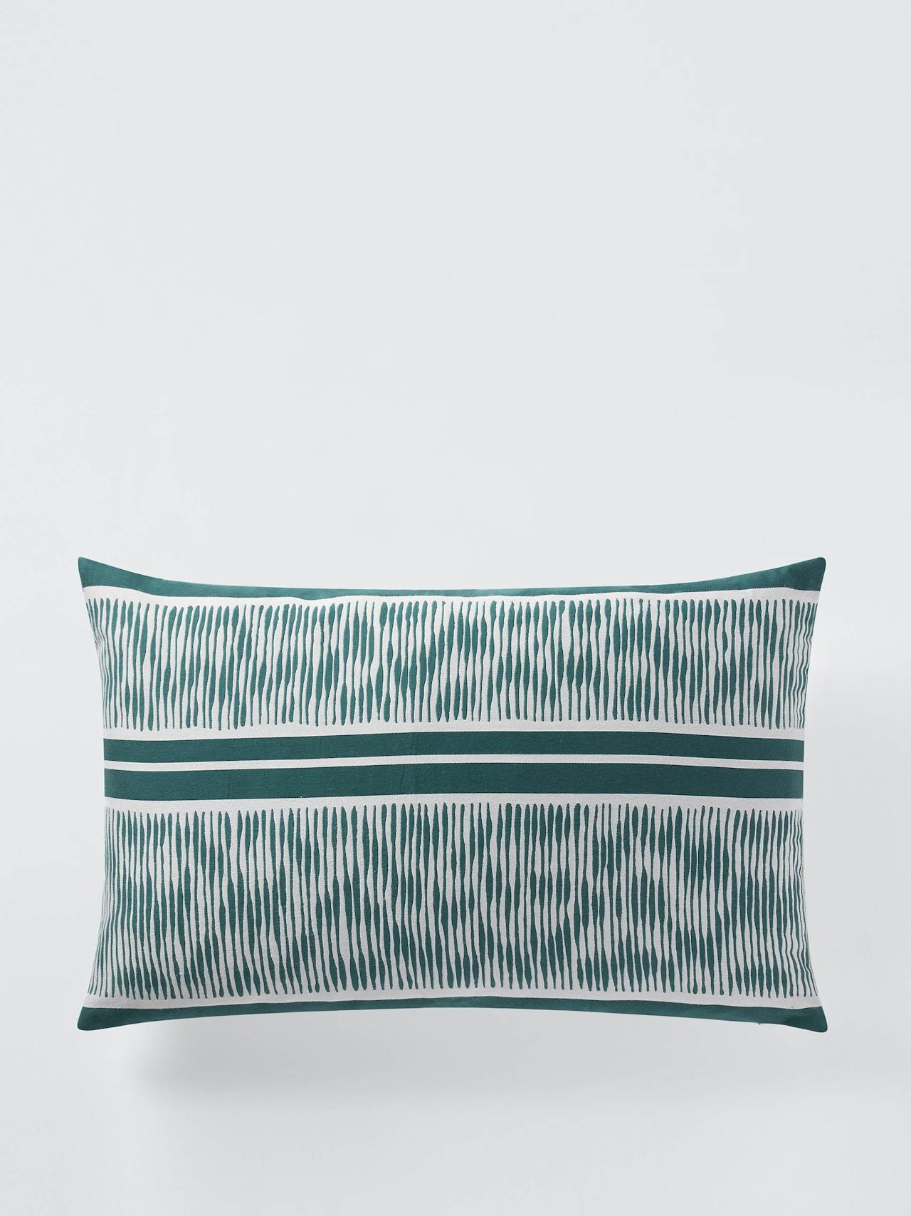 Ikat stripe cushion, green