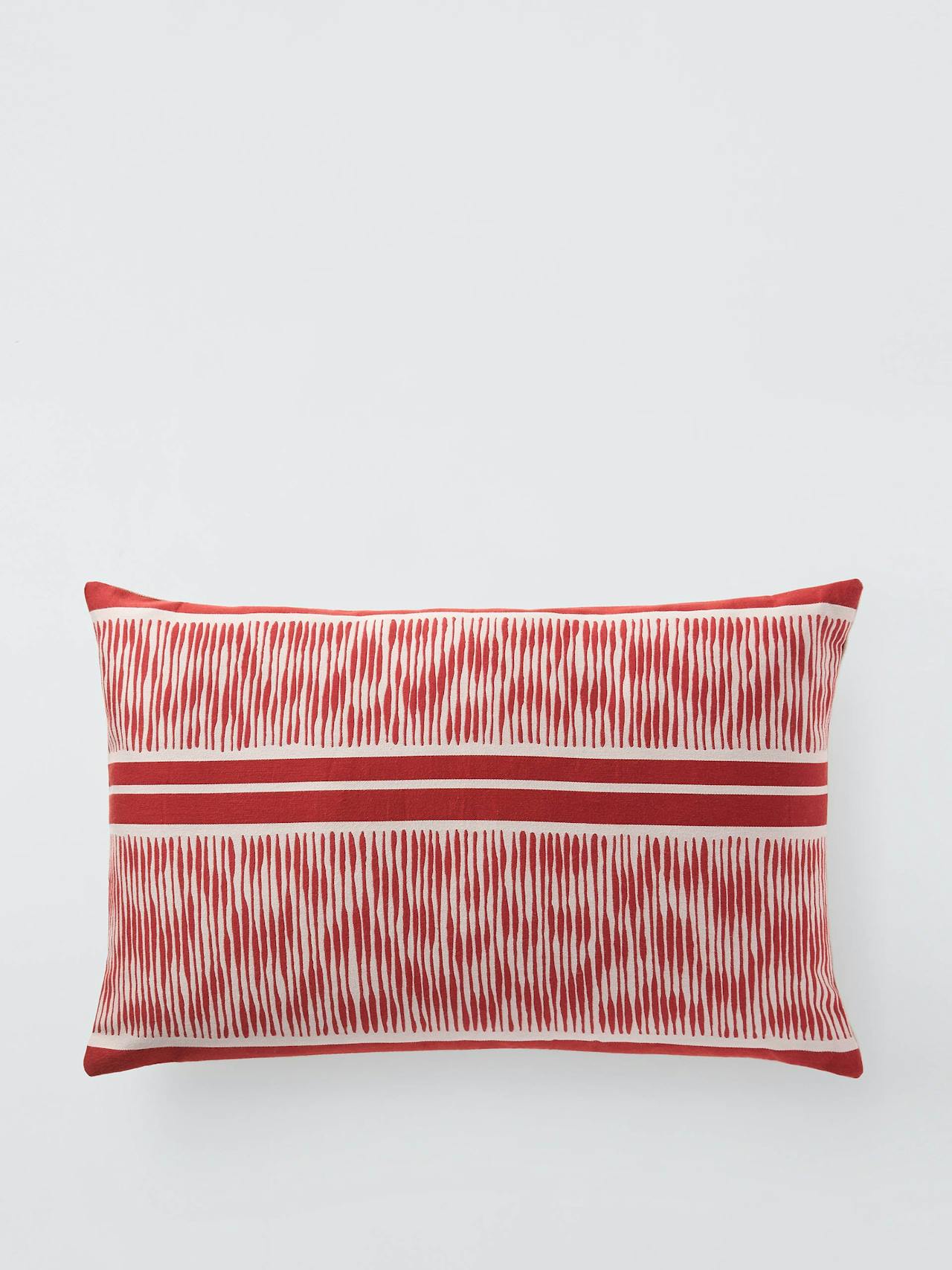 Ikat stripe cushion, red