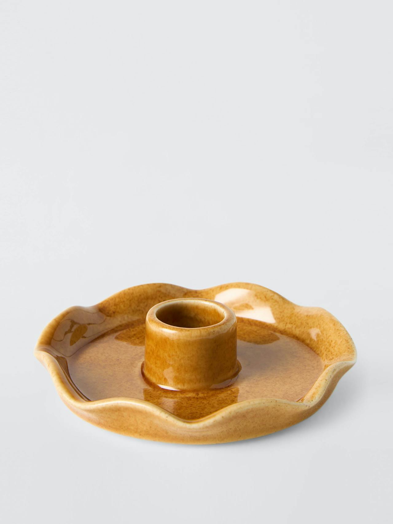 Scallop candle holder, honey