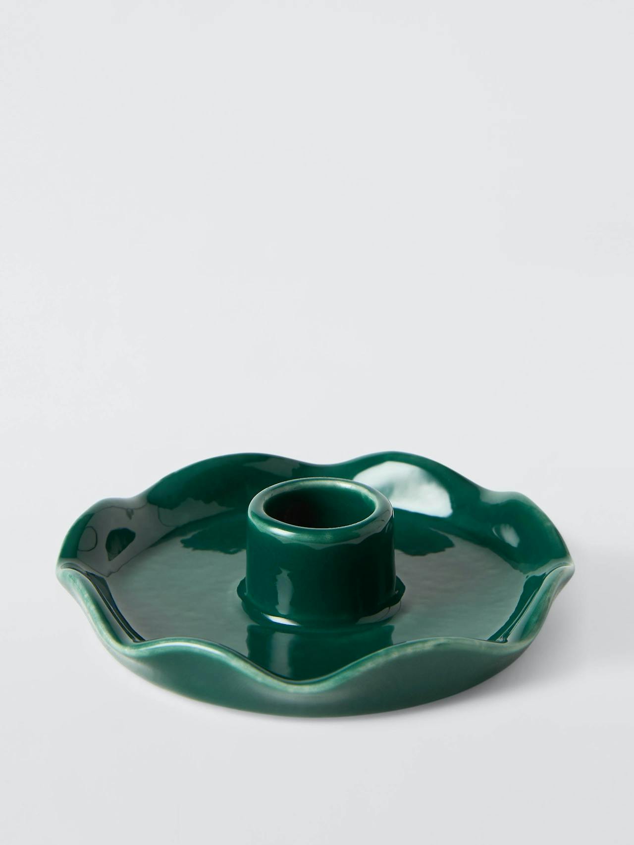 Scallop candle holder, teal