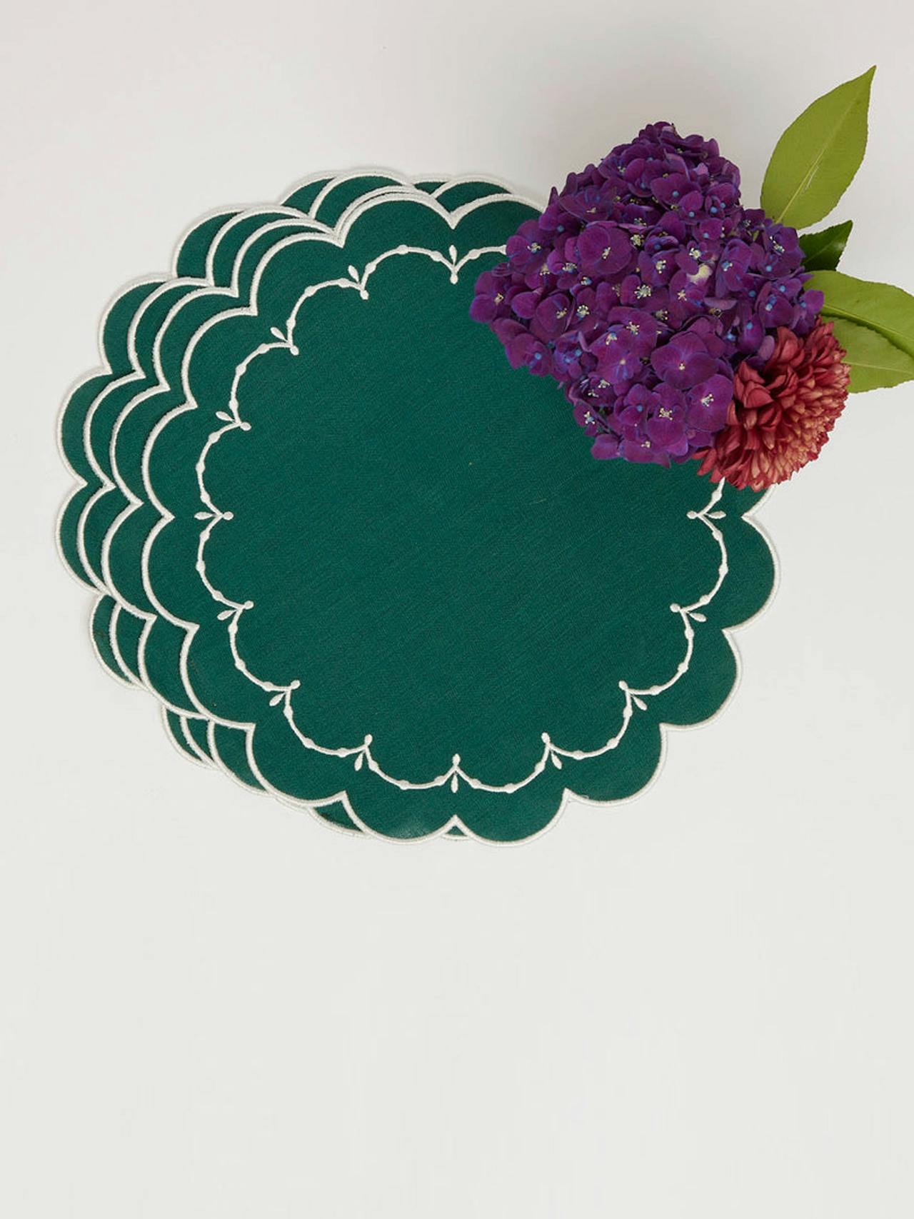 Poppy forest green placemat, set of 4
