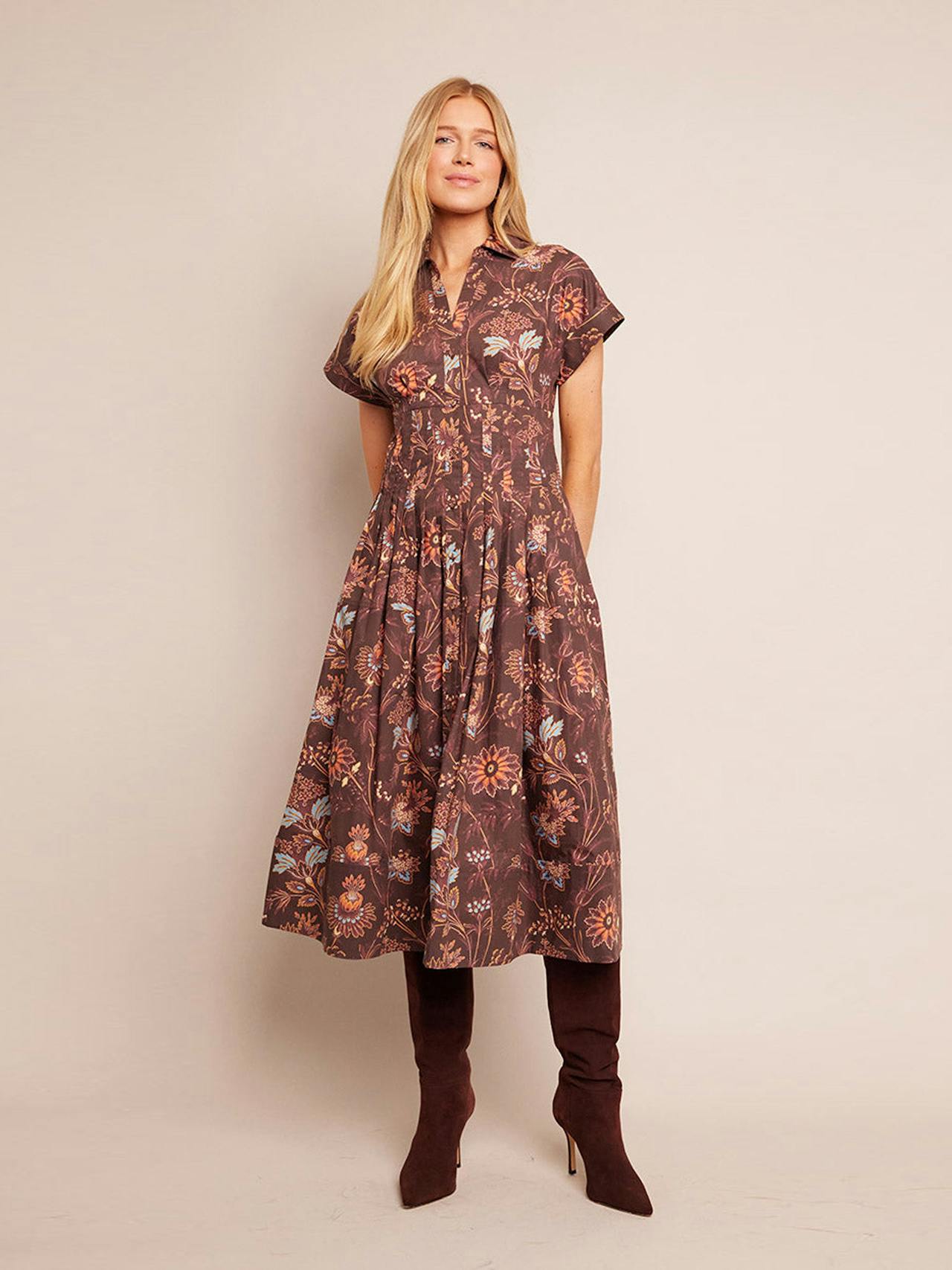 Brown vine blooms Nash dress Dresses Cara Cara    - Collagerie