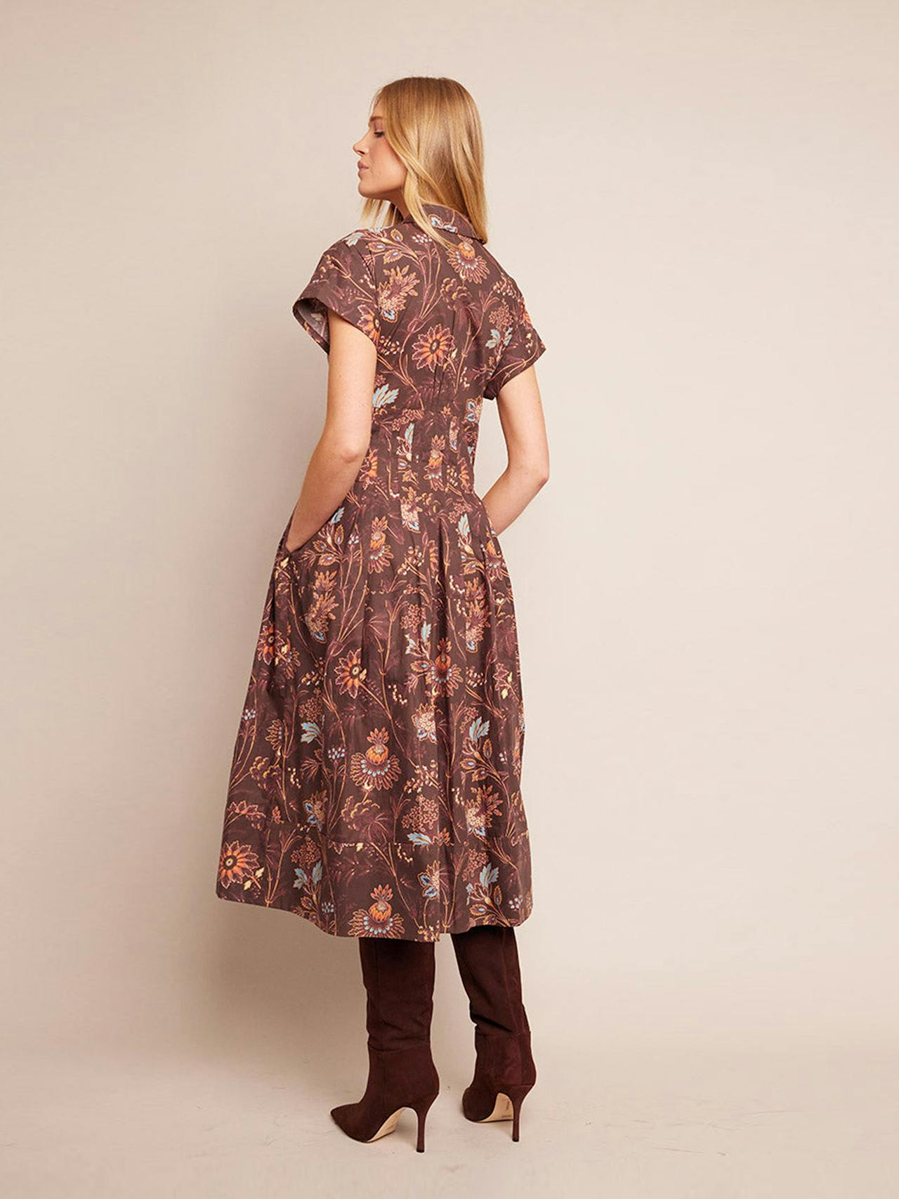 Brown vine blooms Nash dress Dresses Cara Cara    - Collagerie