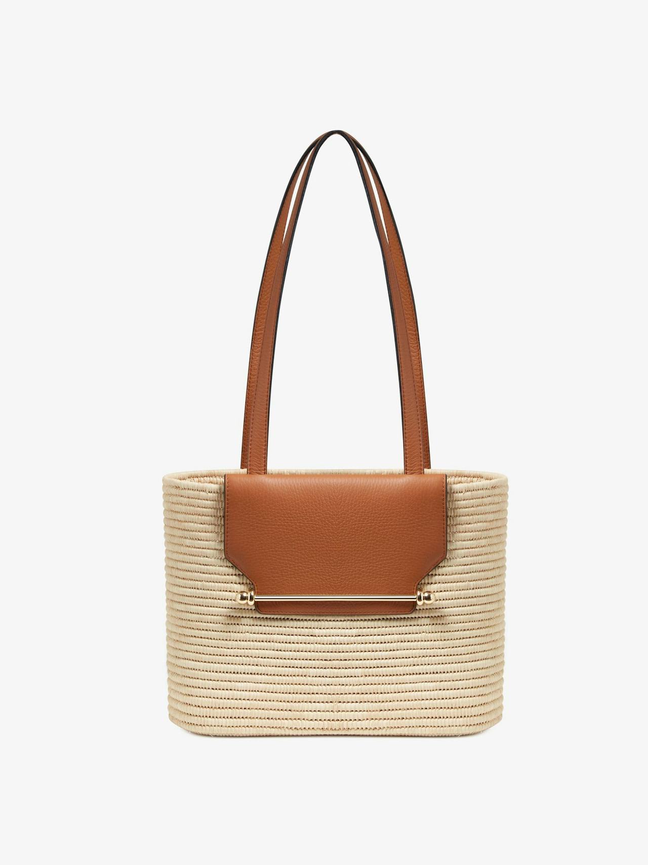 Raffia leather tan The Strathberry small basket