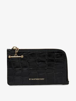 Black croc-embossed leather Princes Street zip purse Accesories Strathberry    - Collagerie