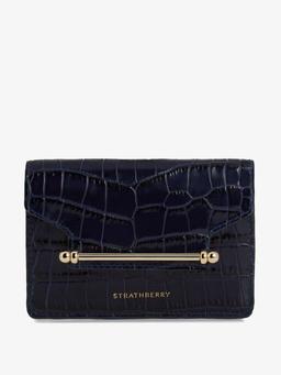 Navy croc-embossed Multrees compact wallet Accessories Strathberry    - Collagerie