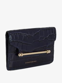 Navy croc-embossed Multrees compact wallet Accessories Strathberry    - Collagerie