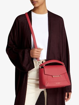 Raspberry red with burgundy stitch Mosaic bag Bags Strathberry    - Collagerie