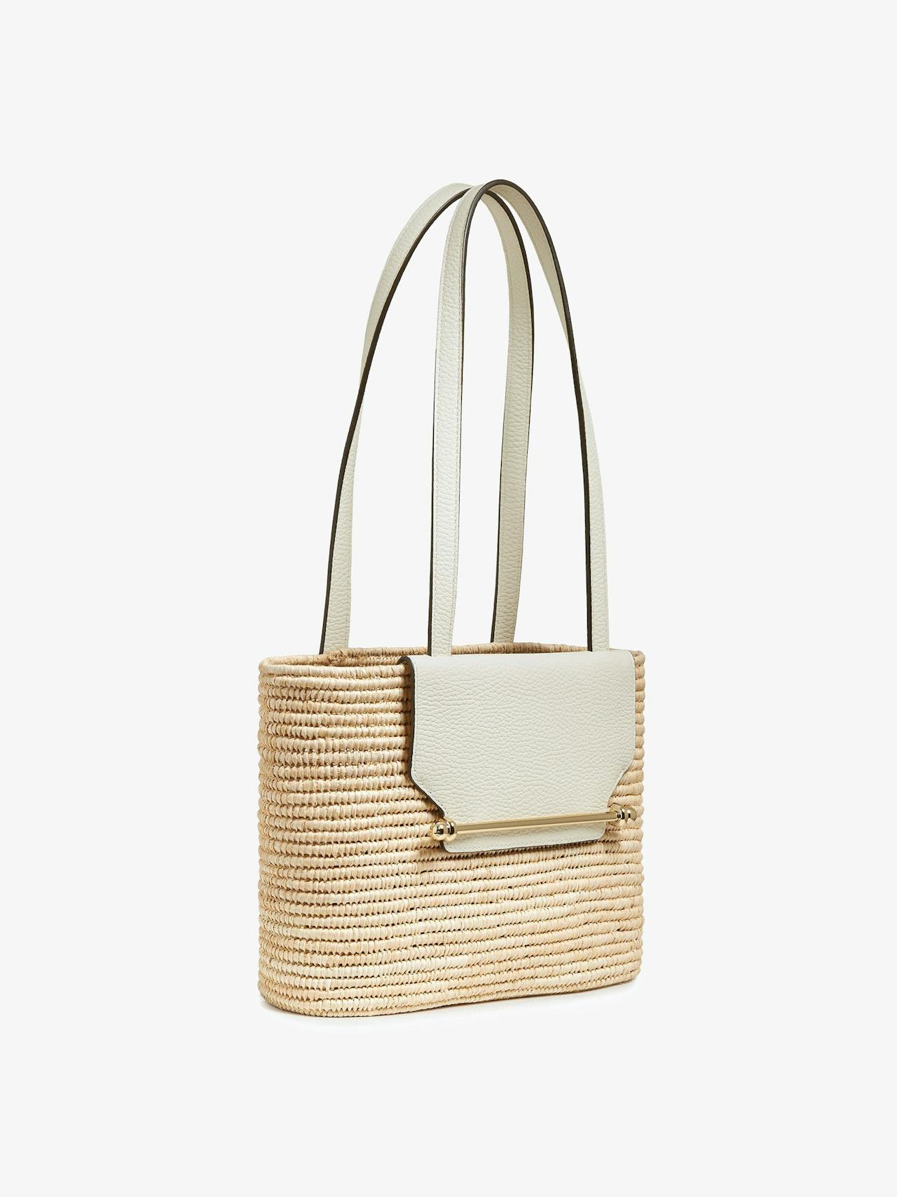 Raffia leather vanilla the Strathbery basket The Strathberry Basket (Small) Strathberry    - Collagerie