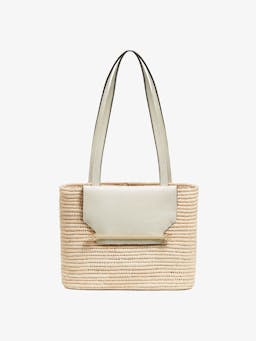 Raffia leather vanilla the Strathbery basket The Strathberry Basket (Small) Strathberry    - Collagerie