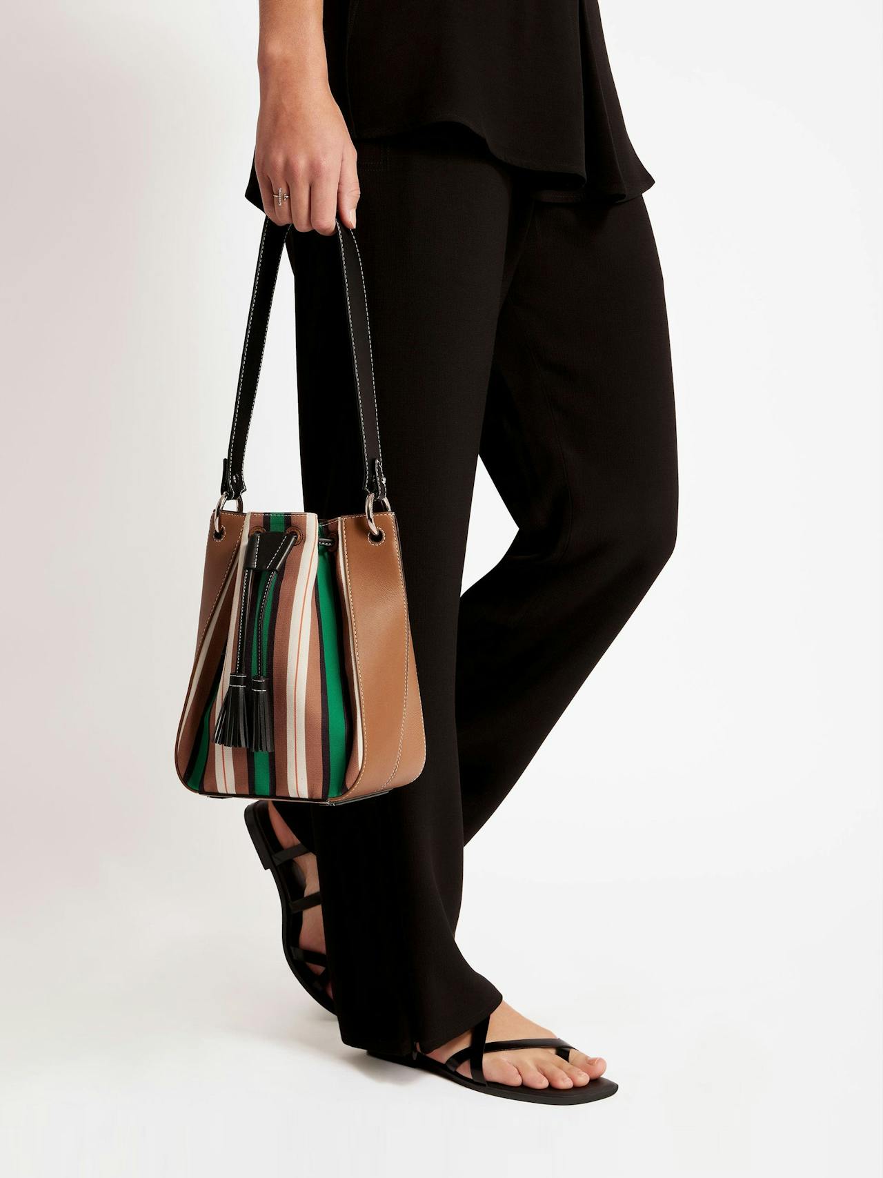 Chestnut, black and green stripe Bollo bag Strathberry x Collagerie Bollo Strathberry x Collagerie    - Collagerie