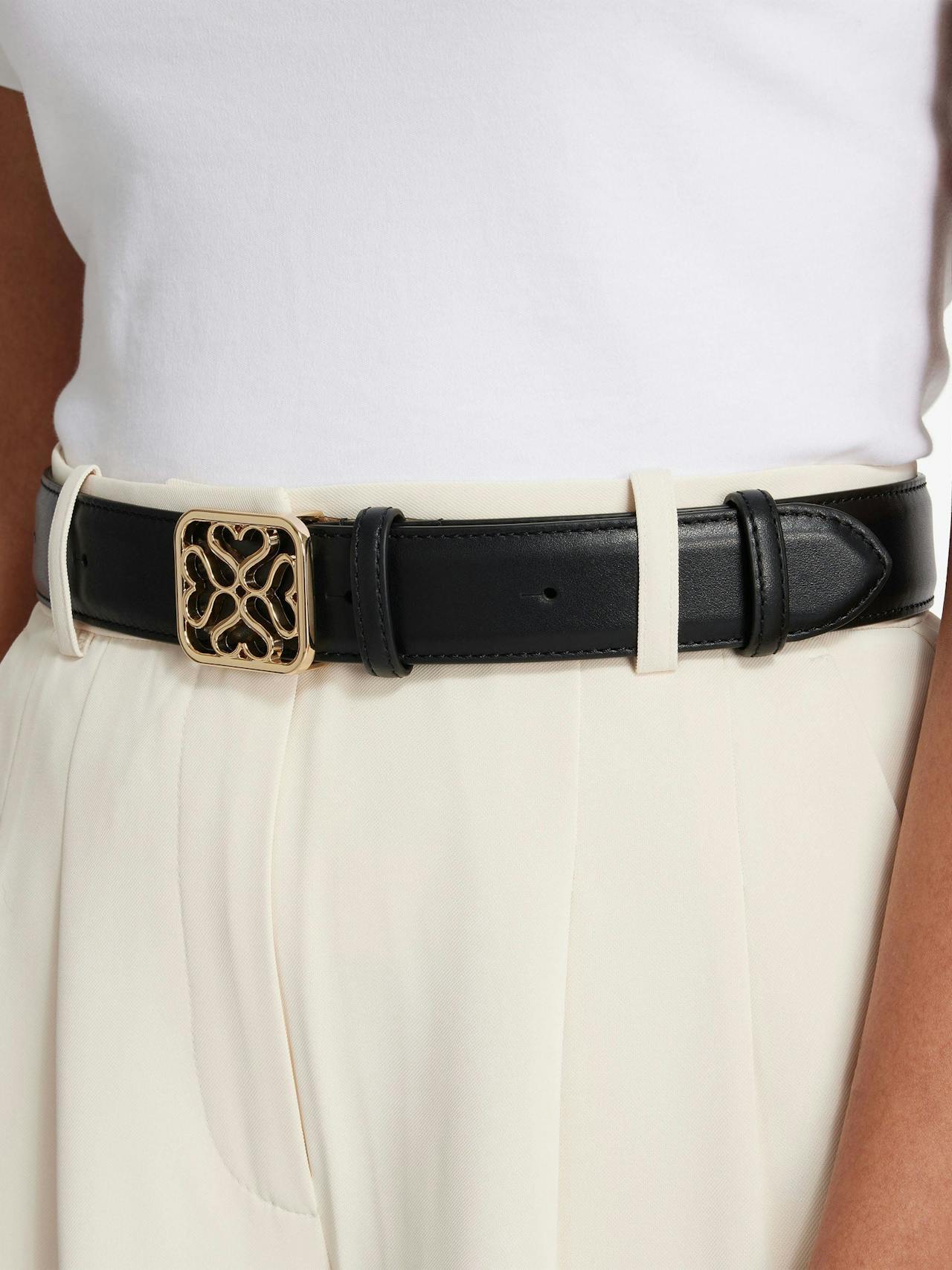 Black Strathberry Monogram wide buckle belt Strathberry Monogram Wide Buckle Belt Strathberry    - Collagerie