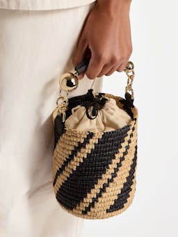 Raffia black natural Crescent basket bag Crescent Basket Strathberry    - Collagerie