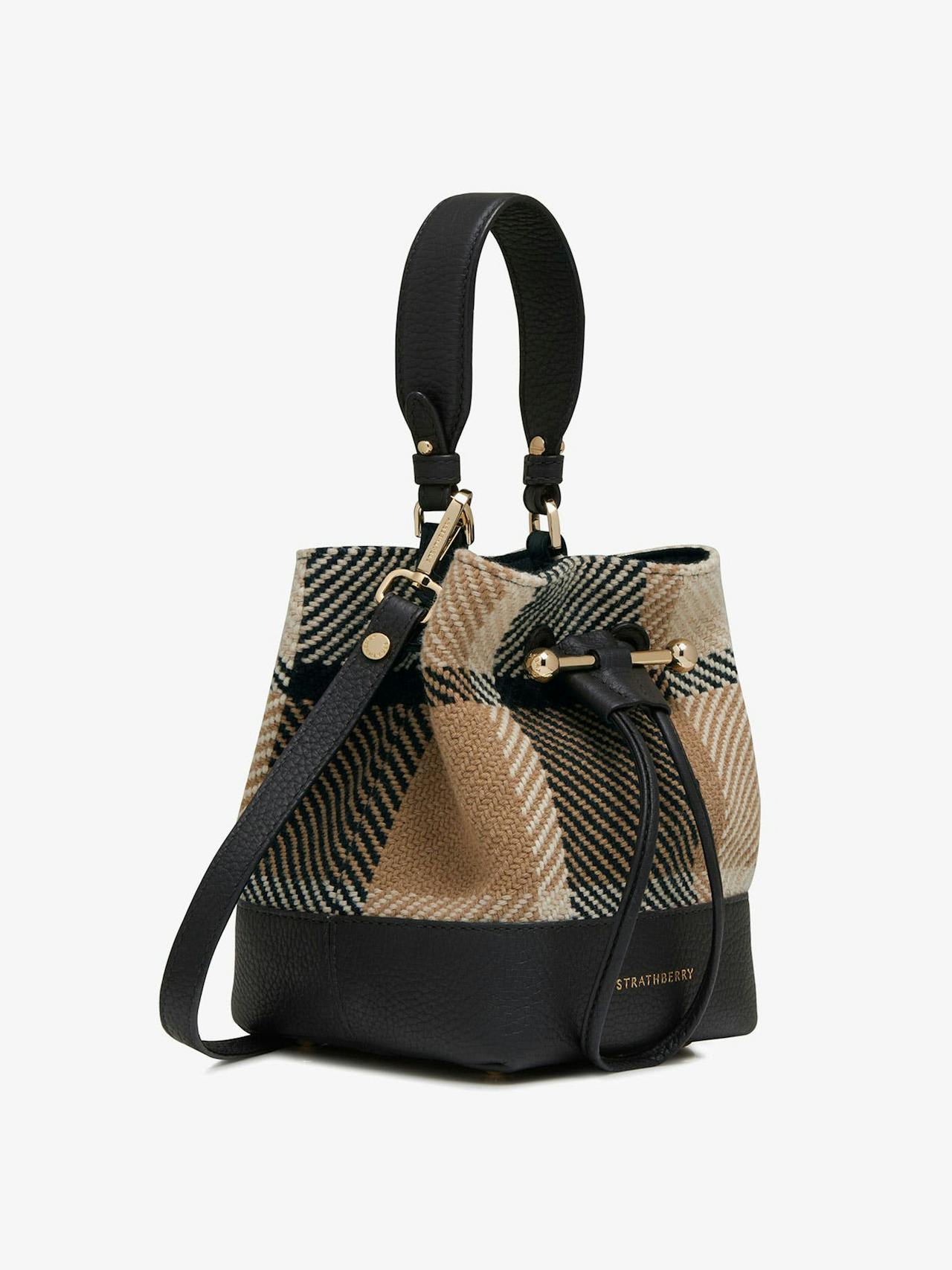 Black and camel tartan Osette crossbody bag