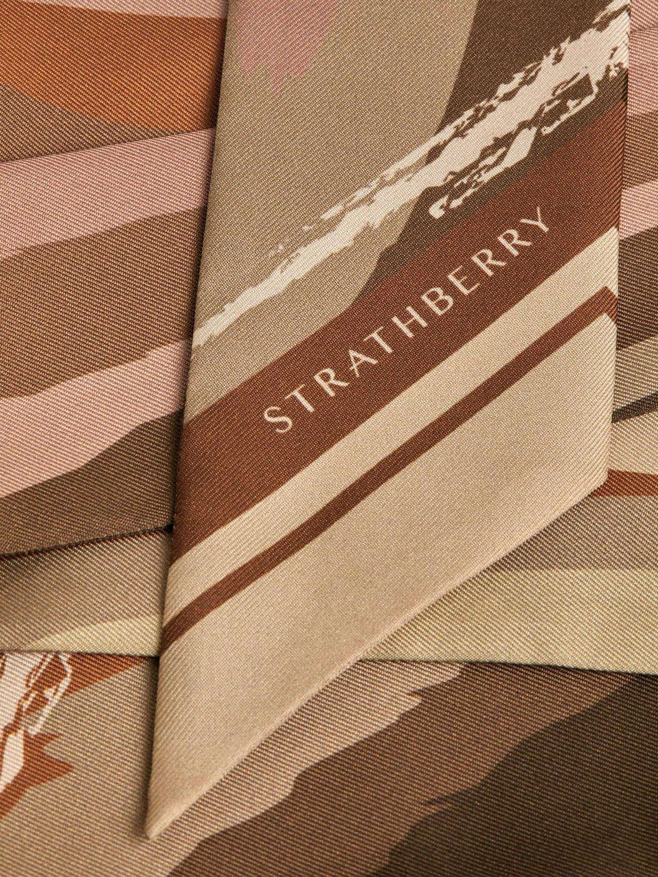 Pink/tan watercolour print long silk skinny scarf Long Silk Skinny Scarf Strathberry    - Collagerie