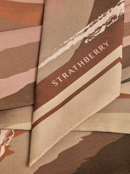 Pink/tan watercolour print long silk skinny scarf Long Silk Skinny Scarf Strathberry    - Collagerie