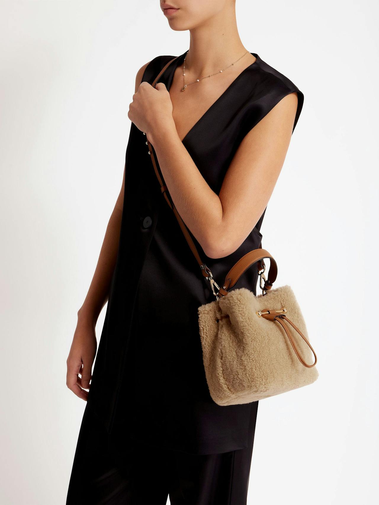 Caramel shearling Osette bucket bag Osette Strathberry    - Collagerie