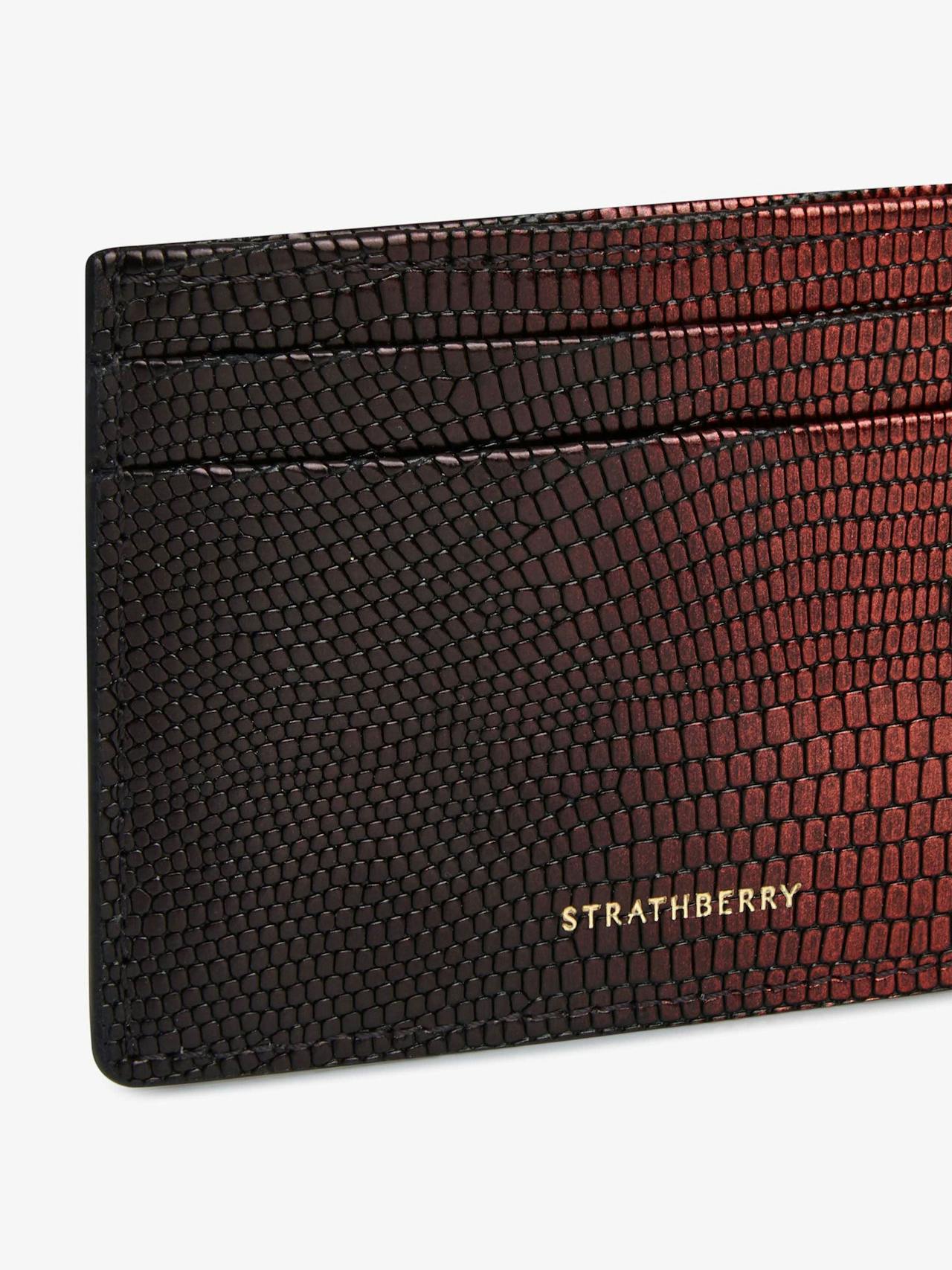 Lizard-embossed leather burgundy dégradé cardholder Cardholder Strathberry    - Collagerie