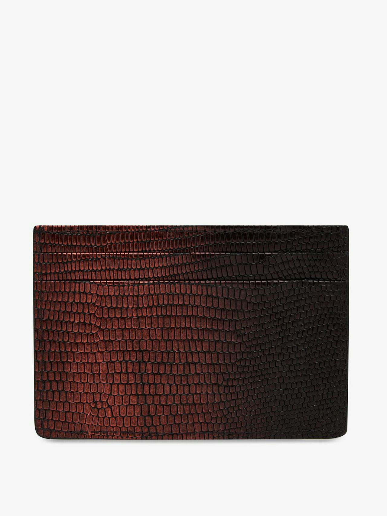 Lizard-embossed leather burgundy dégradé cardholder Cardholder Strathberry    - Collagerie