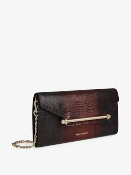 Lizard-embossed leather burgundy dégradé Multrees chain wallet Multrees Chain Wallet Strathberry    - Collagerie