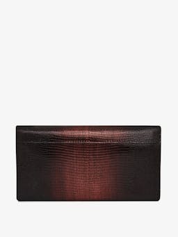 Lizard-embossed leather burgundy dégradé Multrees chain wallet Multrees Chain Wallet Strathberry    - Collagerie