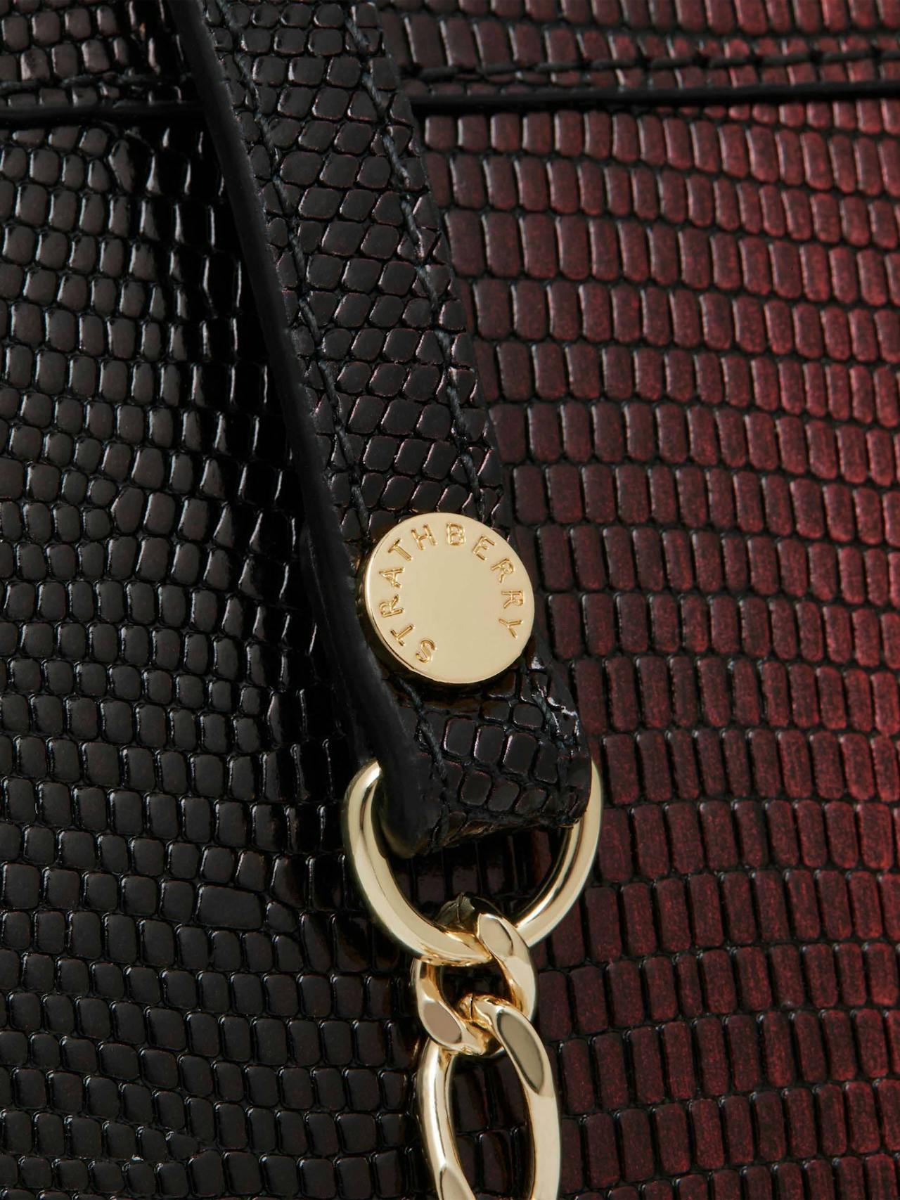 Lizard-embossed leather burgundy dégradé Multrees chain wallet Multrees Chain Wallet Strathberry    - Collagerie