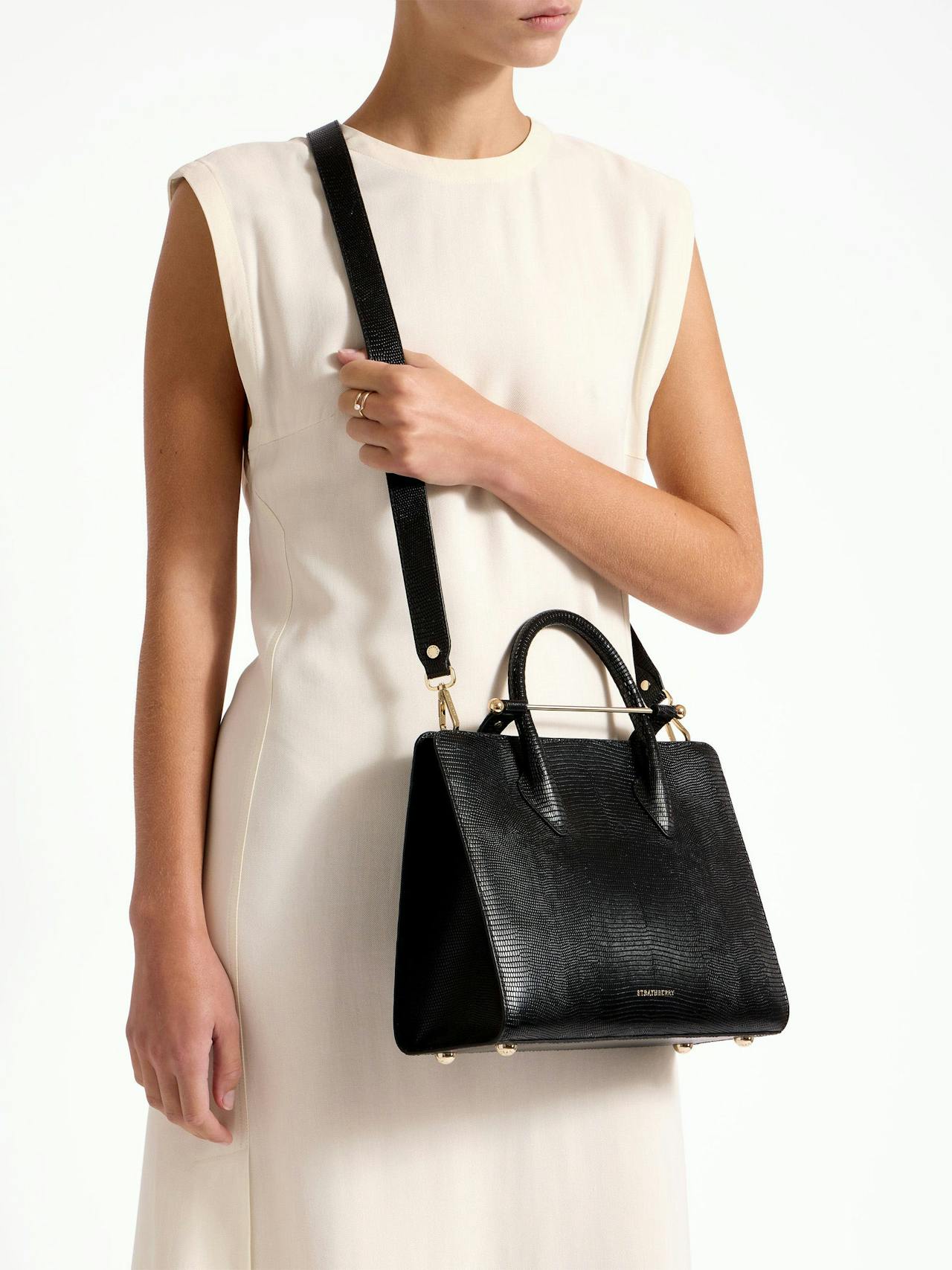 Black lizard-embossed leather The Strathberry midi tote The Strathberry Midi Tote Strathberry    - Collagerie