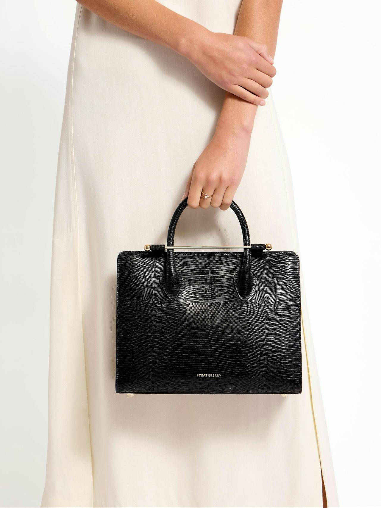 Black lizard-embossed leather The Strathberry midi tote The Strathberry Midi Tote Strathberry    - Collagerie