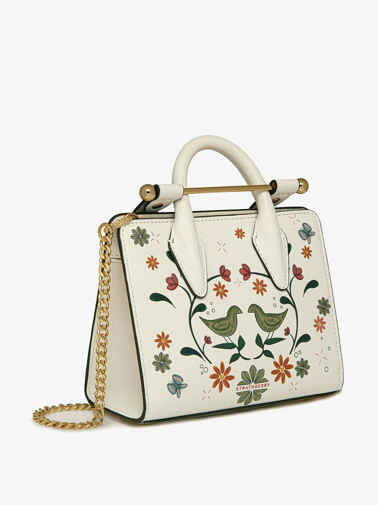 Vanilla bird print The Strathberry nano tote bag