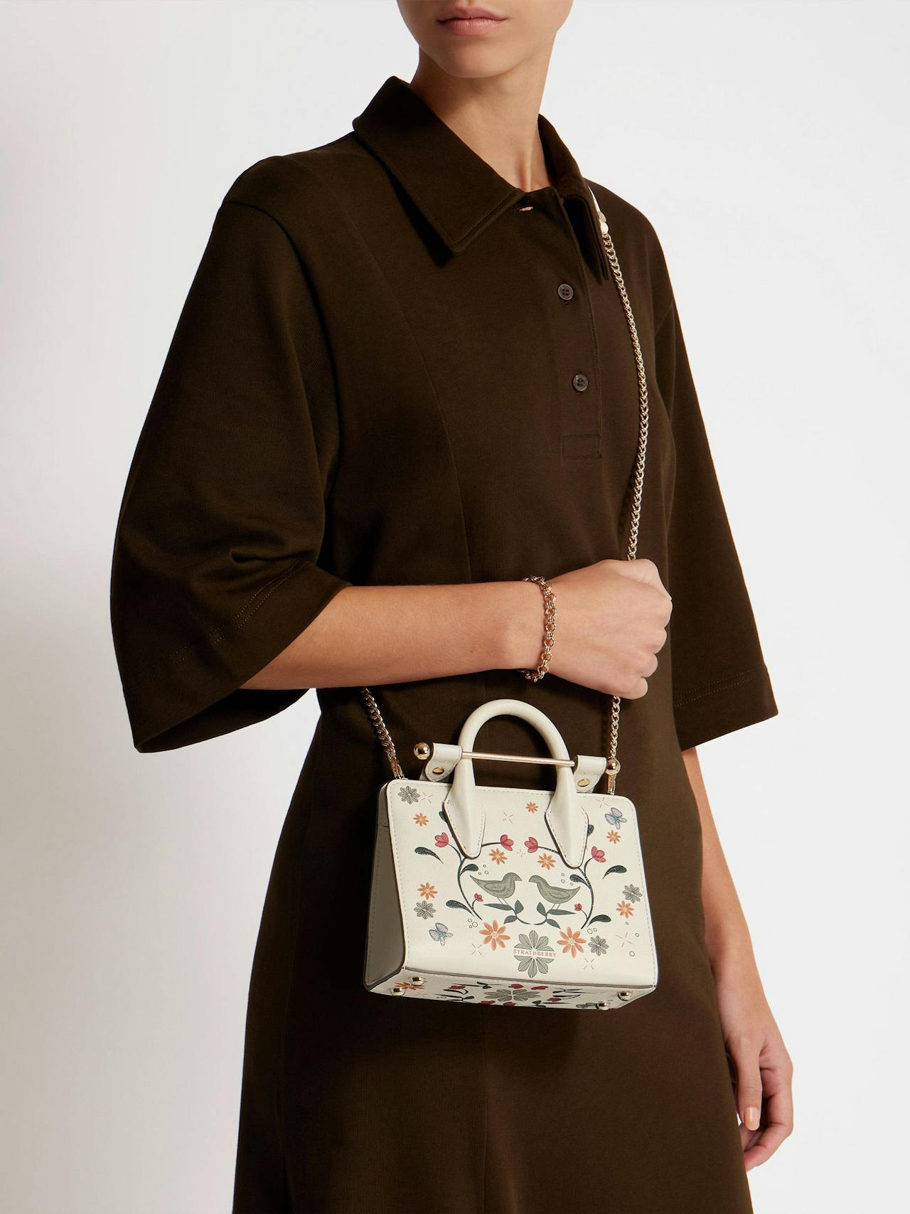 Vanilla bird print The Strathberry nano tote bag The Strathberry Nano Tote Strathberry    - Collagerie