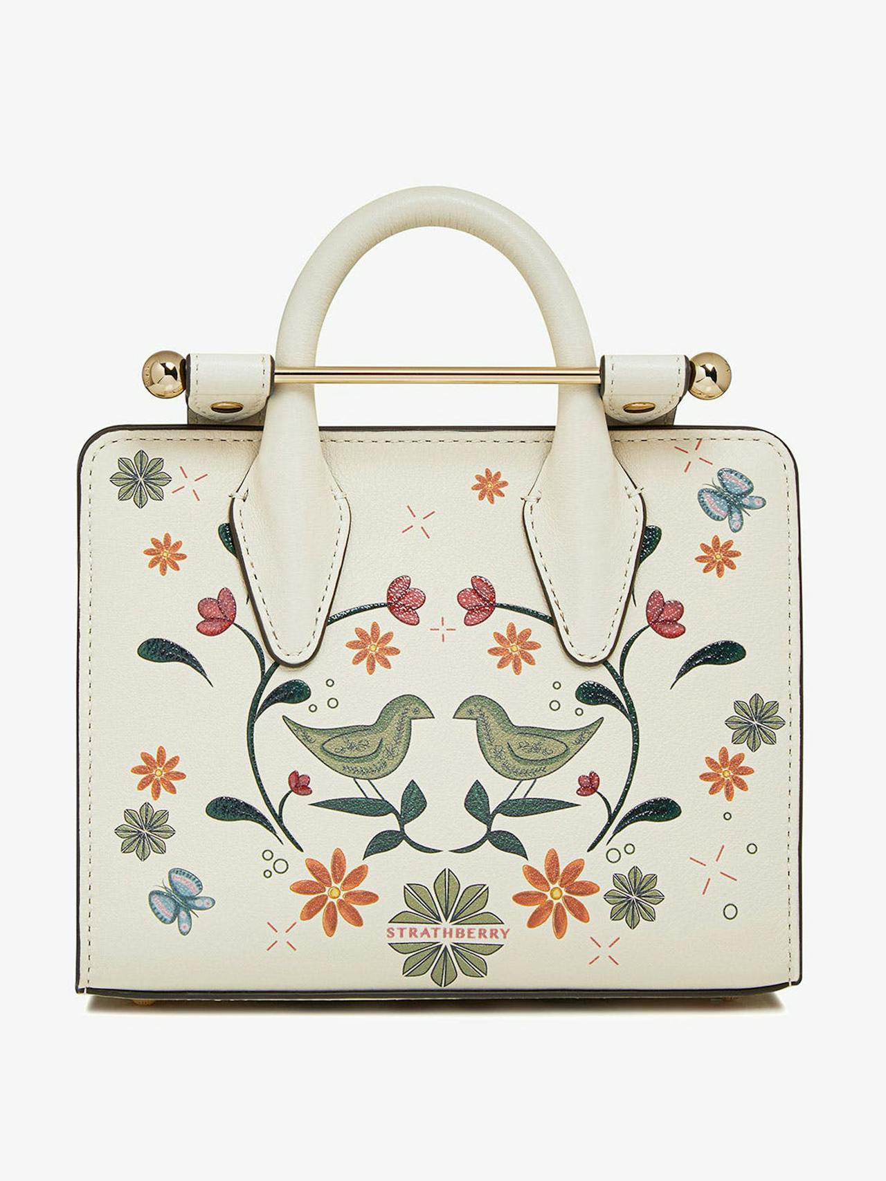 Vanilla bird print The Strathberry nano tote bag The Strathberry Nano Tote Strathberry    - Collagerie