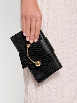 Black lizard-embossed leather Crescent On A Chain bag Crescent on a Chain Strathberry    - Collagerie