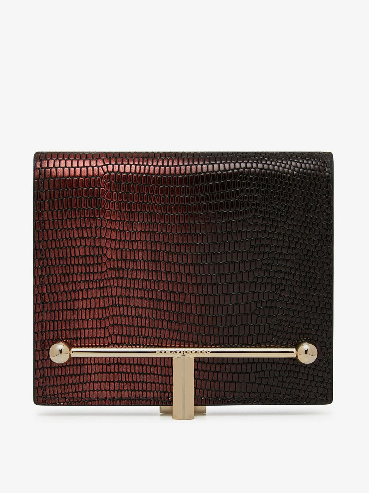 Lizard-embossed leather burgundy dégradé Melville street wallet Melville Street Wallet Strathberry    - Collagerie