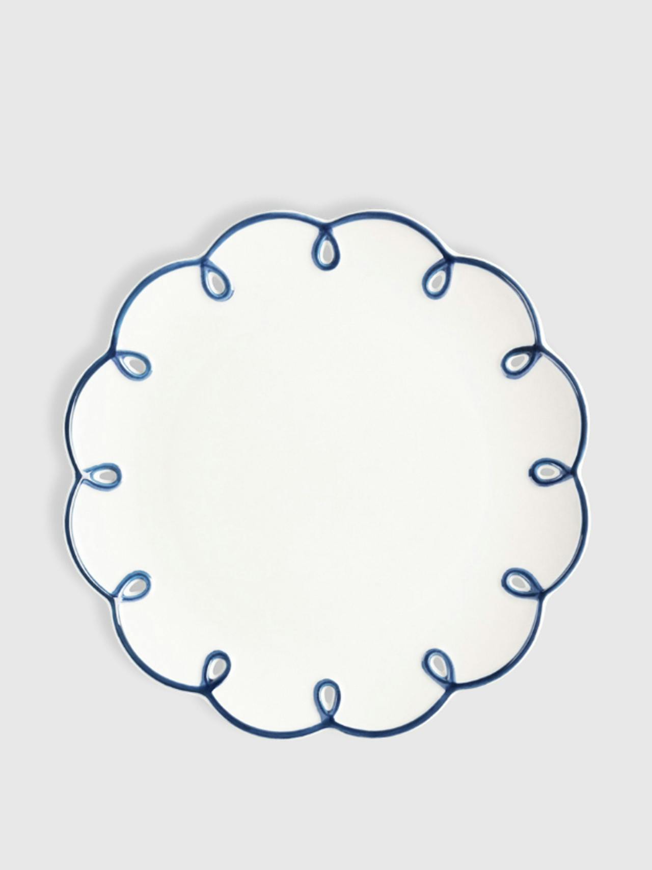 Navy edged squiggle starter plates, set of 4