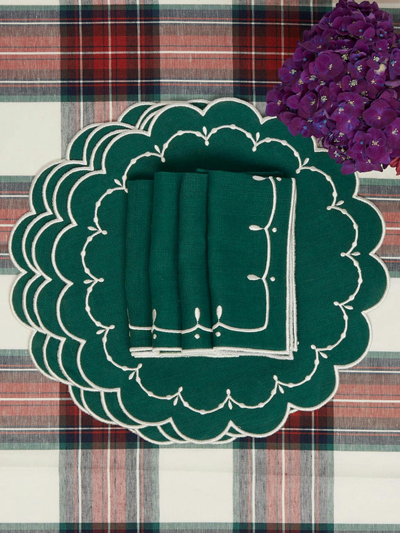 Poppy forest green placemat, set of 4 interiors Maison Margaux    - Collagerie