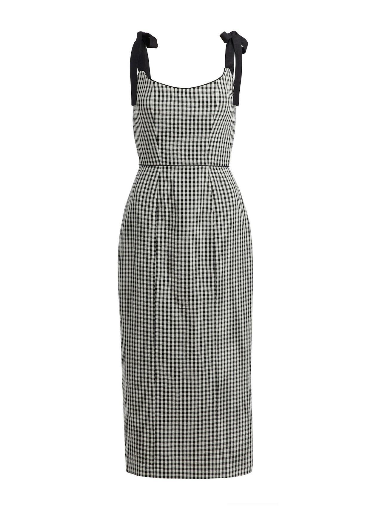 Presley black and white gingham corset dress