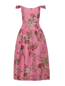 Giorgia pink floral ikat midi dress DRESS Markarian    - Collagerie