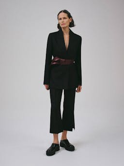 Black cropped flare trouser with slit Clothing Marina Moscone    - Collagerie