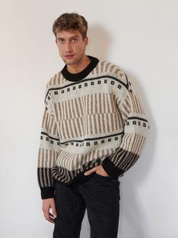 Ethno off-white alpaca wool sweater Alpaca Wool Sweater The Knotty Ones    - Collagerie